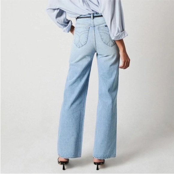 Rollas Heidi High Rise Loose Fit Wide Leg Straight Jeans Light Wash Womens Sz 30 - Picture 2 of 16